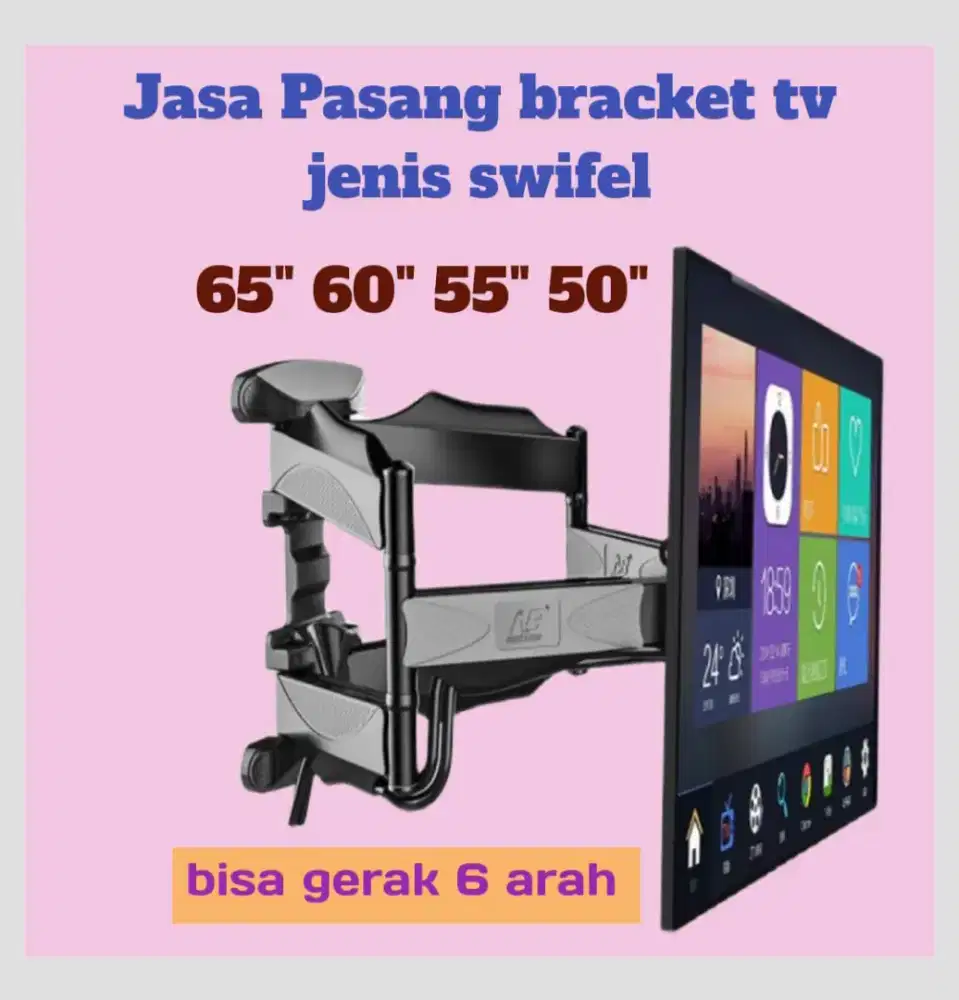 Bracket tv Plus Pasang  tv 50inchi - 70inchi - Rapi, kokohGaransi 1th