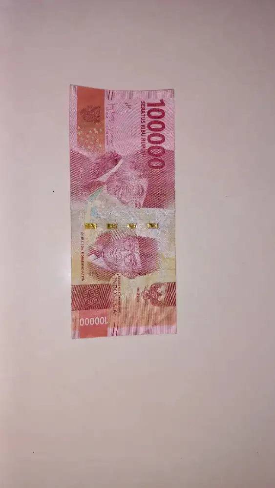 Uang kertas Rp 100 rb no seri unik