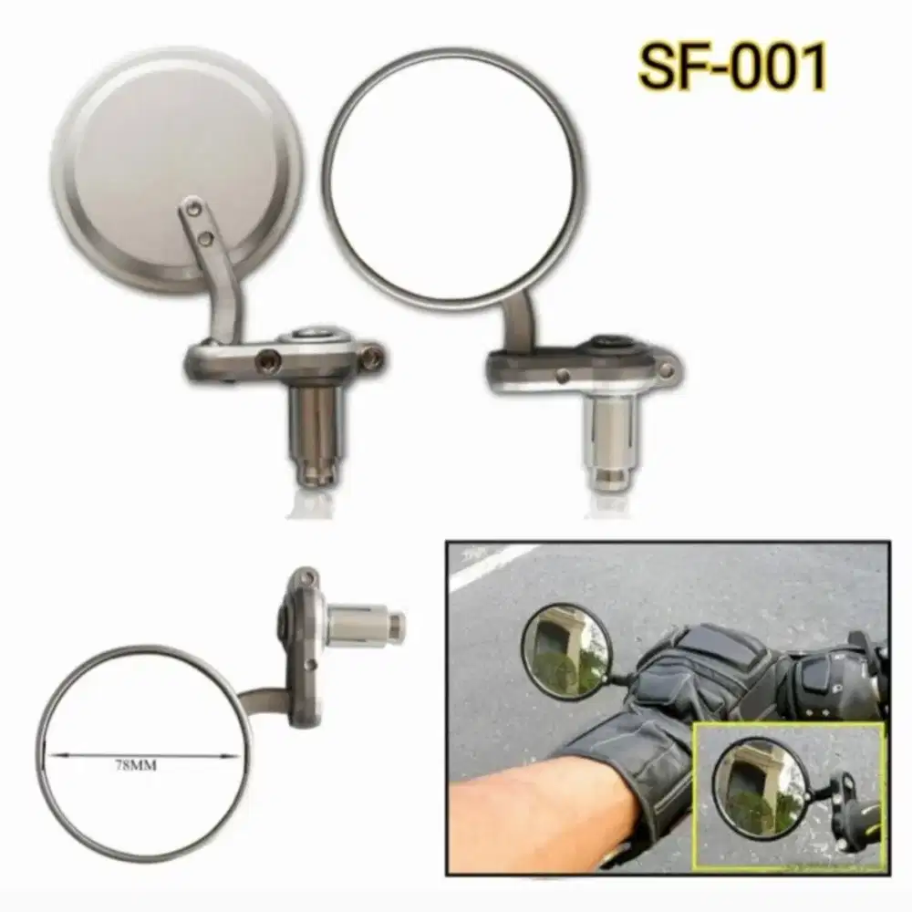 Spion Jalu Bulat - Spion Motor Jalu Bentuk Bulat Silver Universal
