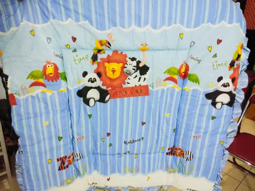 BedCover Bayi Motif Biru Zoo (BARU)