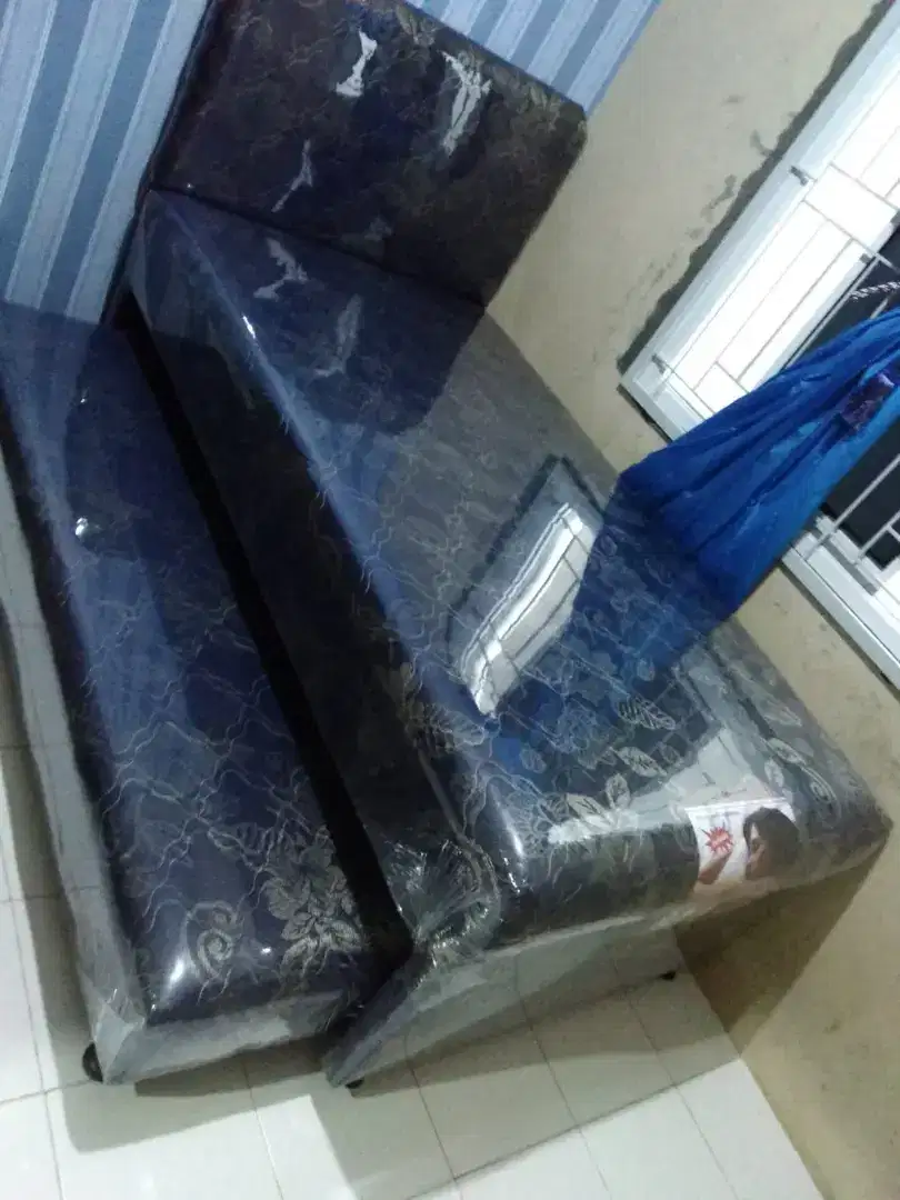 Springbed 2in1 biru tersedia motif lain