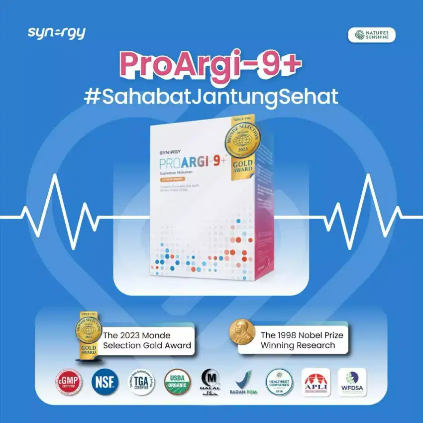 PROARGI-9+ Suplemen Kardiovaskular untuk jantung sehat