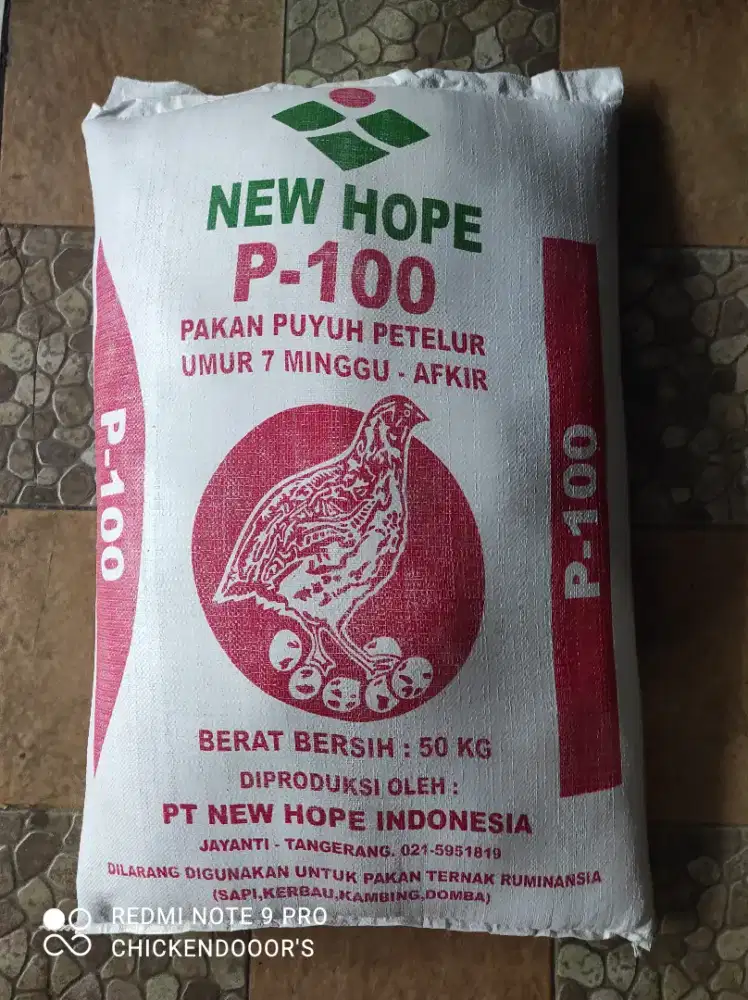 NEW HOPE P 100 P100 PUR PUYUH PETELOR PAKAN BURUNG GEMAK TELUR 50KG
