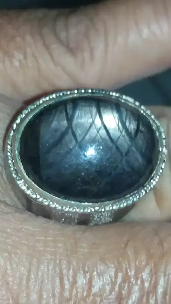 Jual Batu Cincin Permata Black Sapphire Laba2 Unique Langka