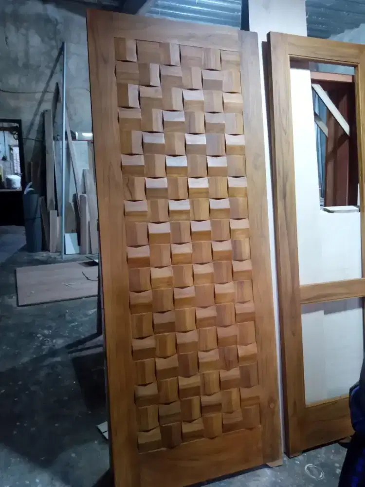 Jual daun pintu jati anyam