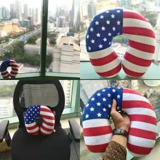 Bantal leher kepala aksesoris interior mobil motif bendera amerika SNI