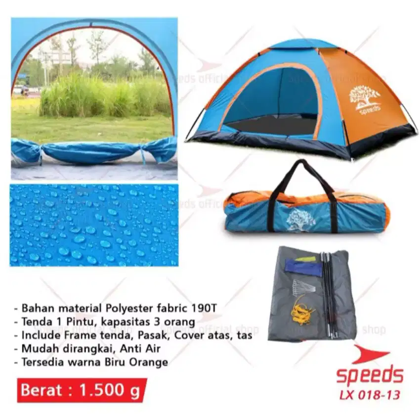 TENDA CAMPING SPEEDS 1 PINTU 018-13