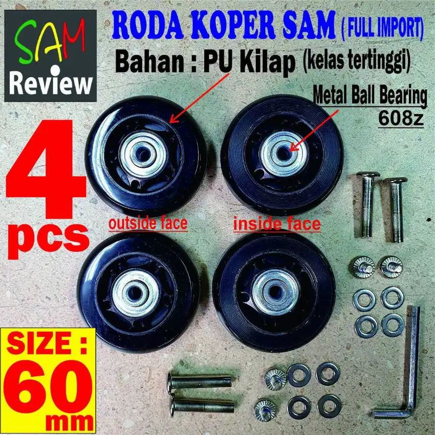 4 pcs Roda Koper 60mm Mr Speed bahan PolyUrethane Kilap 100% Import