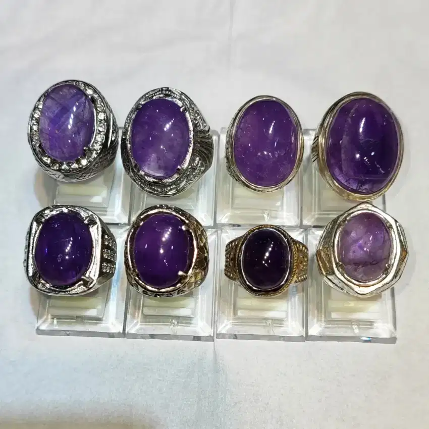 Cincin Batu Kecubung Ungu Indo Ring Stainless - Natural Asli