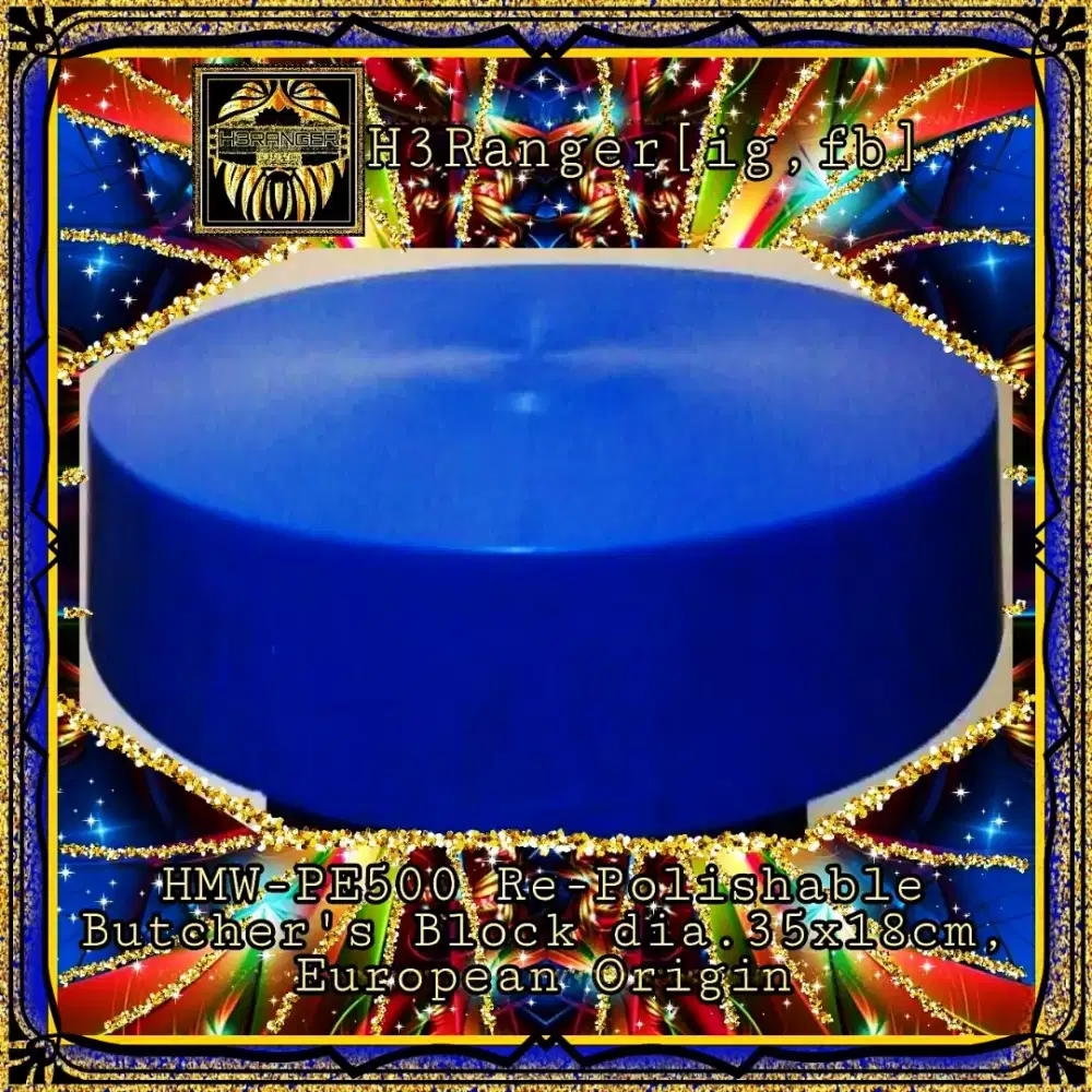 Talenan Besar Bulat Tebal Biru HDPE 500 Dia.35x12cm Buatan Eropa