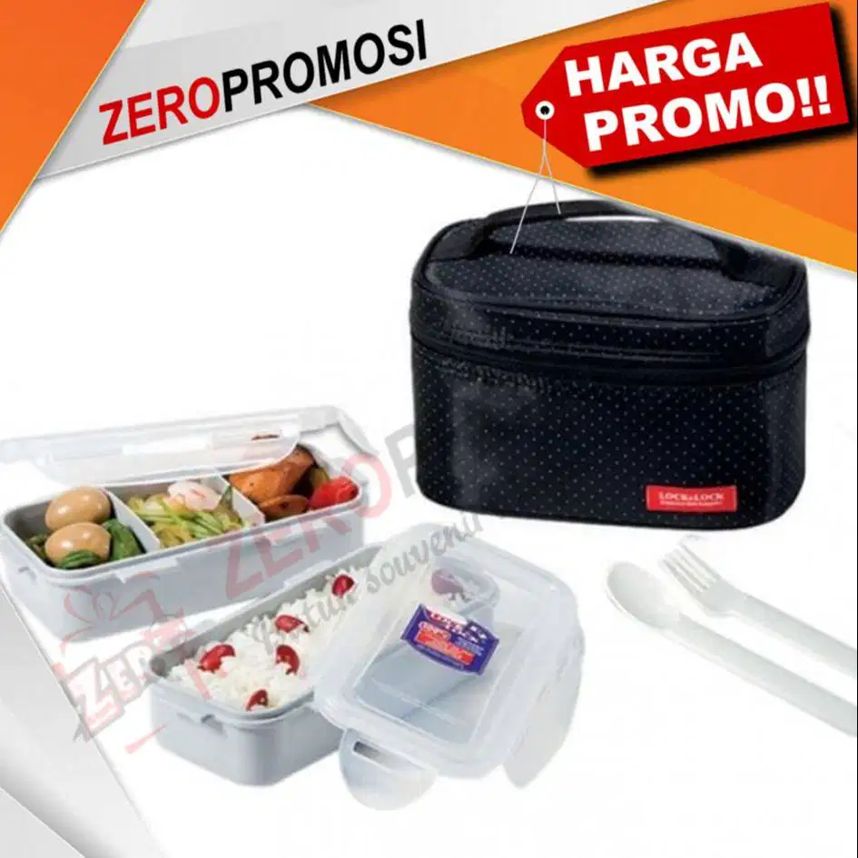 Lock & Lock Souvenir Set Kotak Makan Lunch Bag HPL752DB Hitam Custom