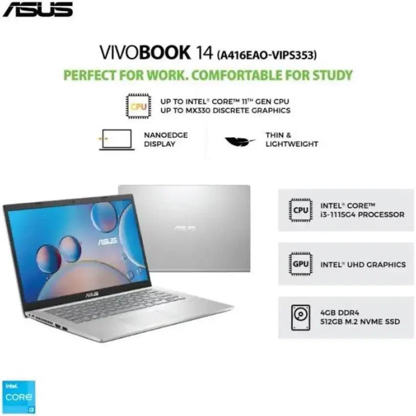 Asus VivoBook 14 core i3 Dp 200 K