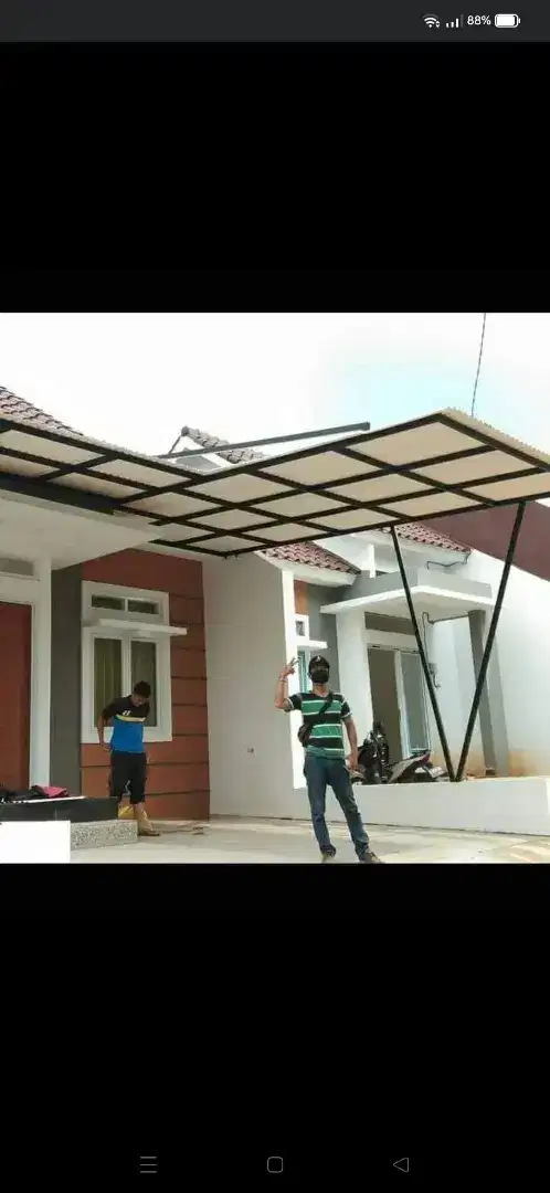 Kanopi rangka hollow atap alderon RS single layer JX