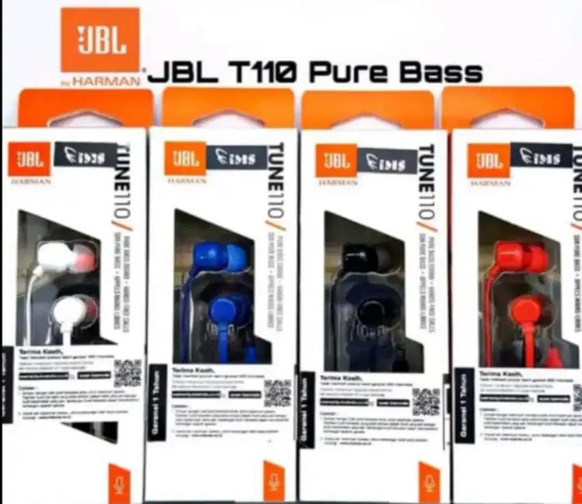 JBL T110 IN EARPHONES WITH MICROPHONE - GARANSI RESMI