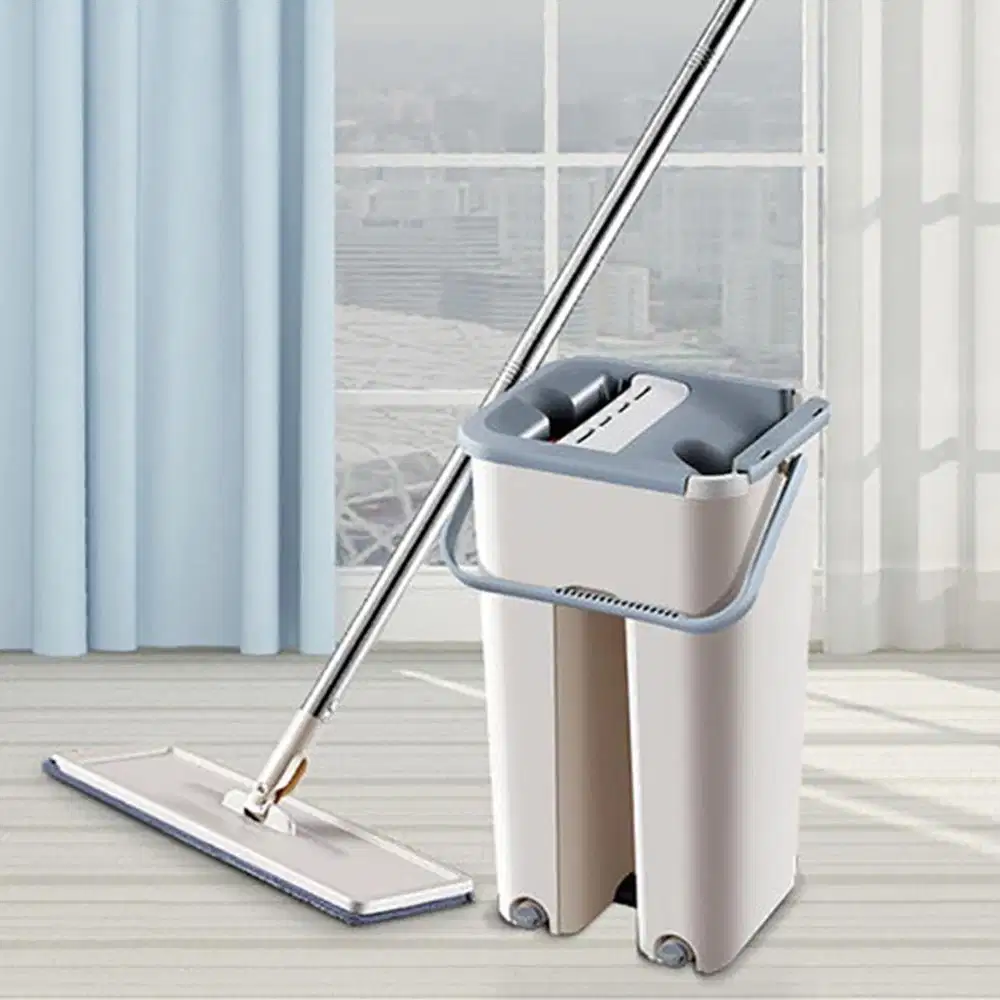 ishowtienda alat pel set automatic magic mop flat microfiber with buck