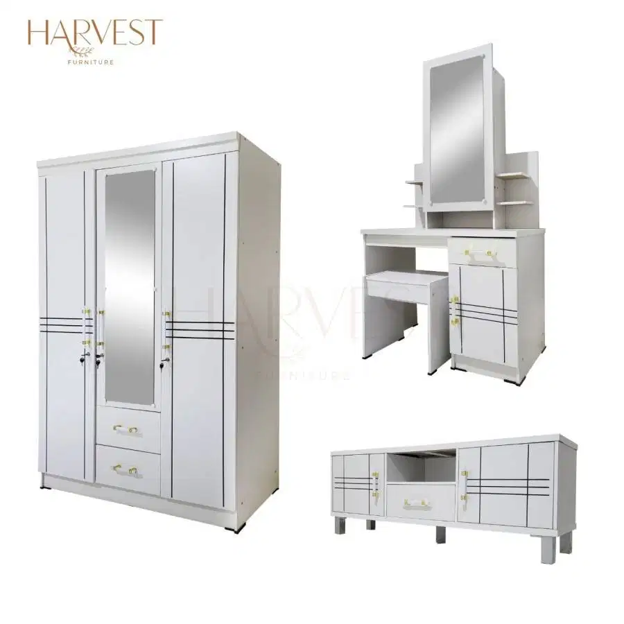 Paket set Lemari Pakaian 3 Pintu, Meja Rias,Buffet