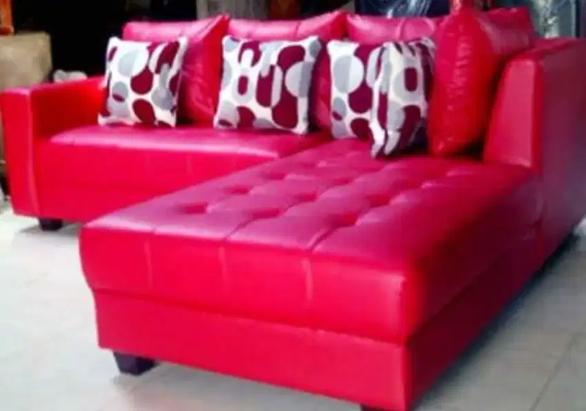 1 SET SOFA L SHAPE RED OSCAR