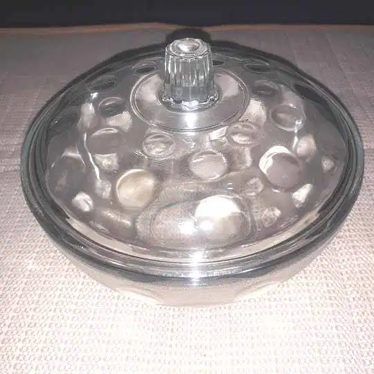 mangkuk mangkok kaca 16 cm dengan tutup kaca