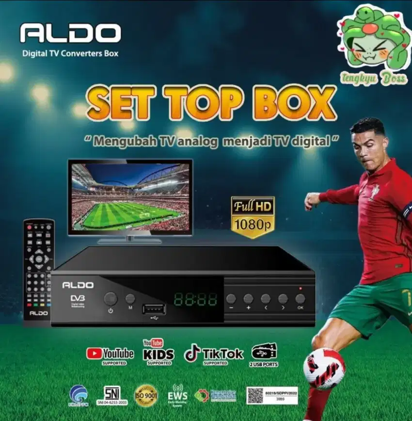 Set top box  support wifi  bisa play Youtube merk Aldo