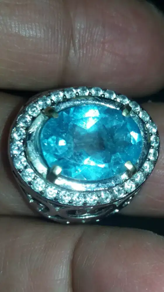 Jual Batu Cincin Permata Blue Sky Topaz Swiss Cutting Bagus sekali