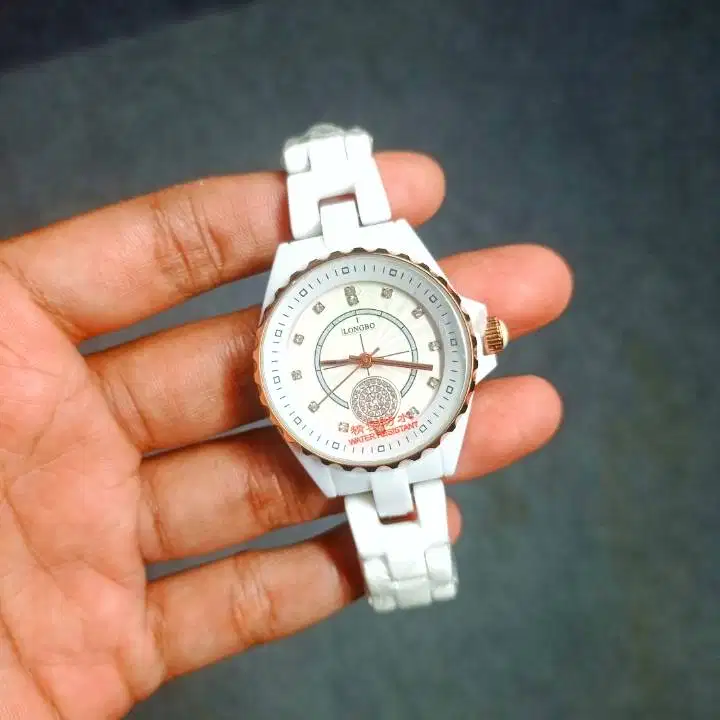 Jam tangan wanita keramik edition ori longbo l80027 white analog