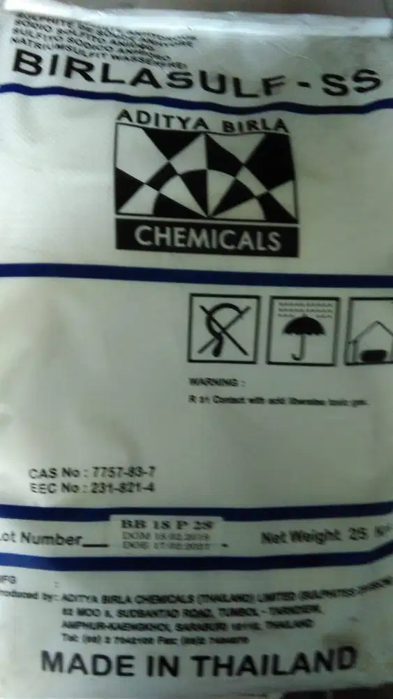 Jual bahan kimia Sodium sulphite, sodium sulfyte technical, zak 25 kg