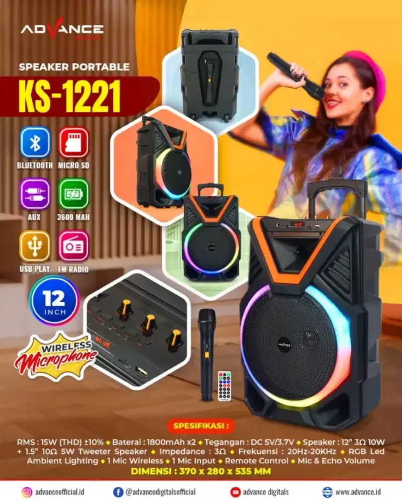 Speaker portable best sale advance 12 inch