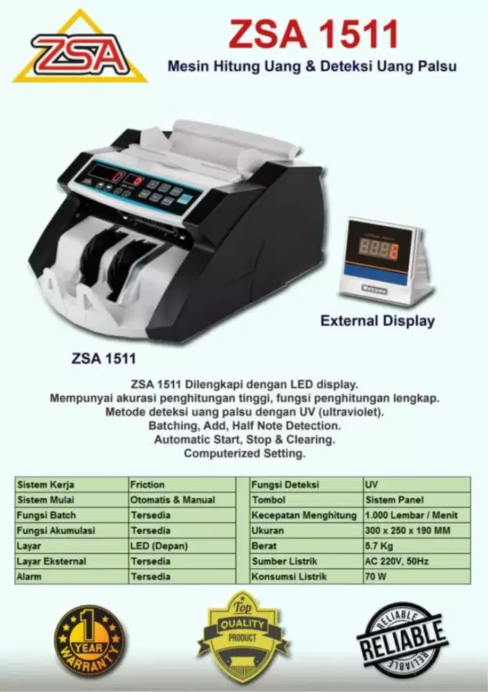 Mesin Hitung Uang ZSA 1511