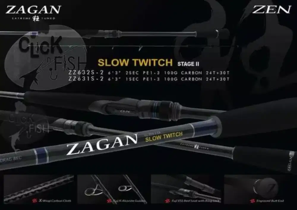 Joran rod Zen Zagan ZZ632S 2 slow twitch spinning jigging