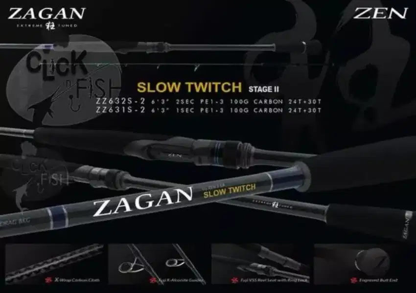 Joran rod Zen Zagan ZZ632S 2 slow twitch spinning jigging