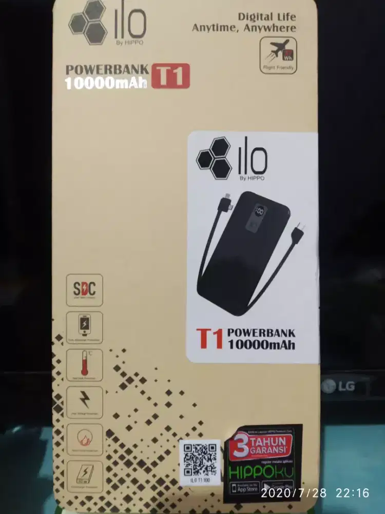 Ilo T1 10000mah Powerbank Cable Built in Garansi Resmi 3 Tahun