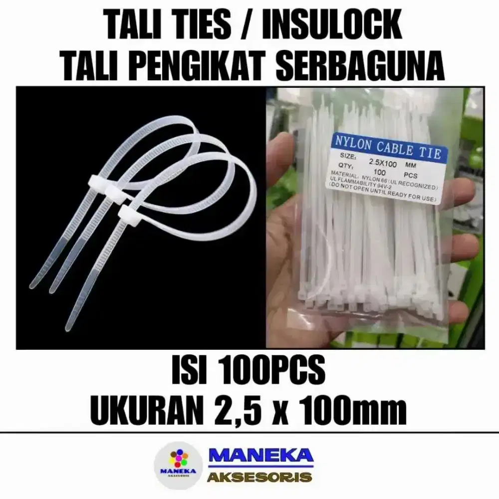 100 pcs Tali pengikat Serbaguna Cable Ties Strap Perapi Kabel Nilon