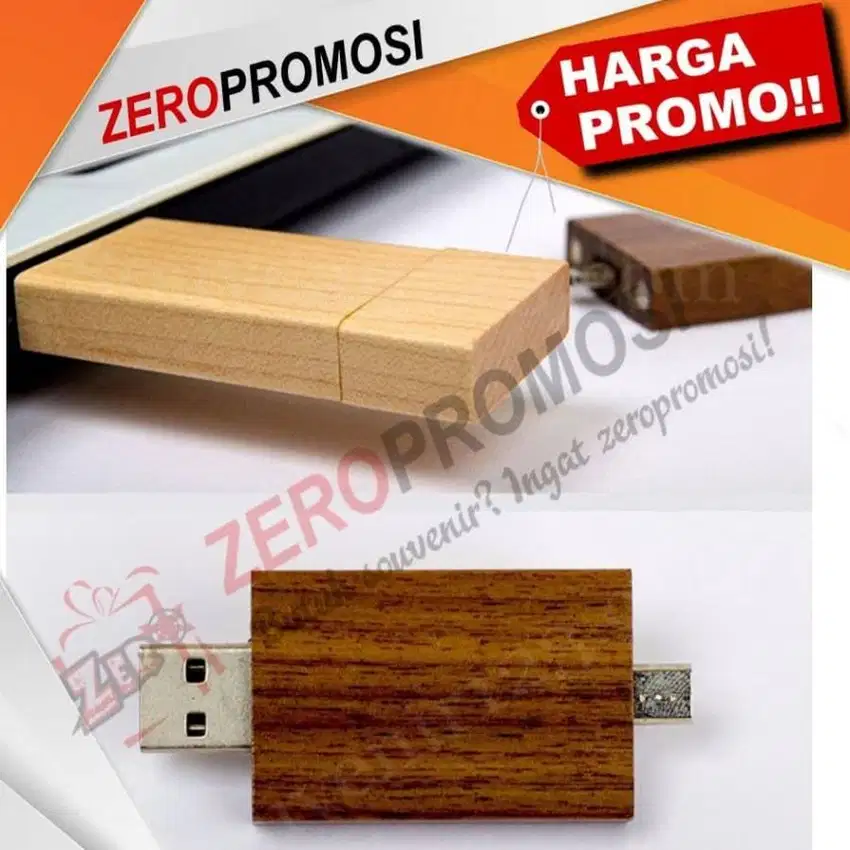 Souvenir Flashdisk Kayu OTGWD01 custom cetak logo