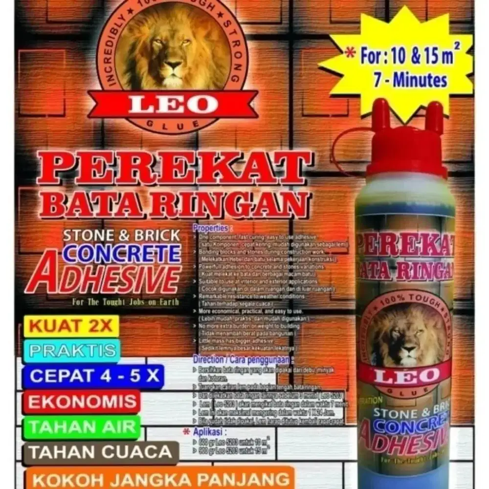 LEM BOTOL LEO (PEREKAT BATA RINGAN)