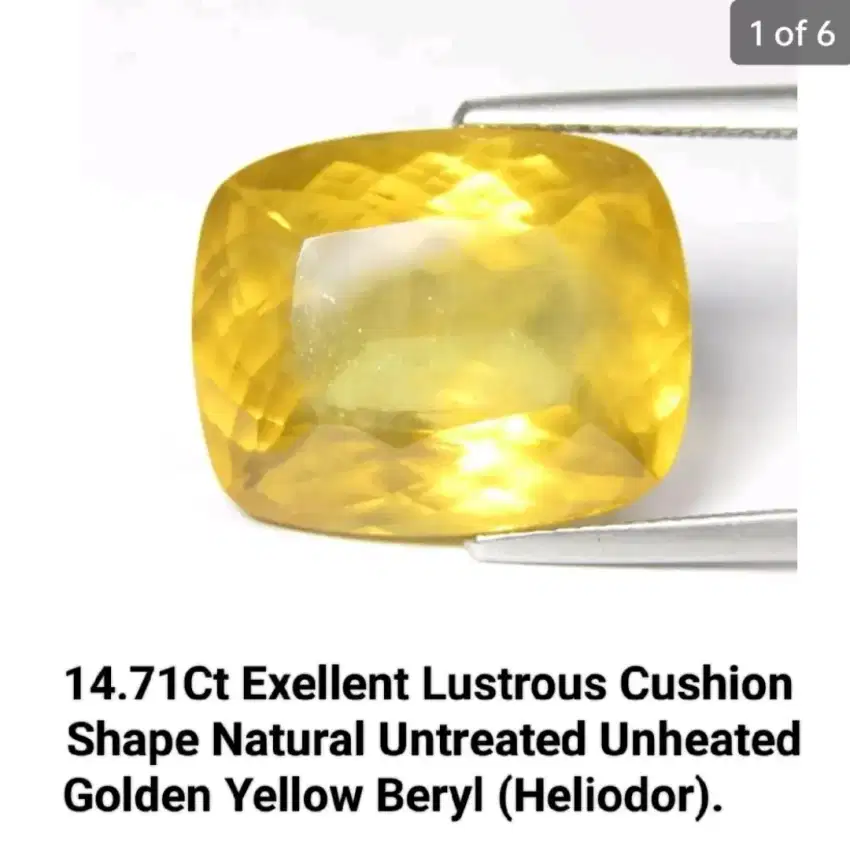 Natural Yellow Beryl Heliodor 14.70Ct Certified NTD Rare Big Gemstone