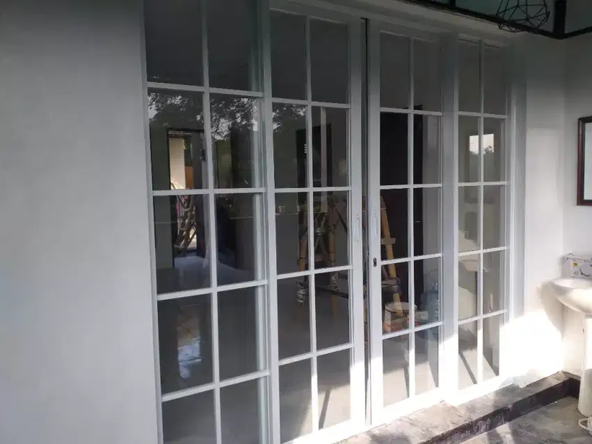 Aluminium kaca pintu kusen jendela alumunium cermin tempered