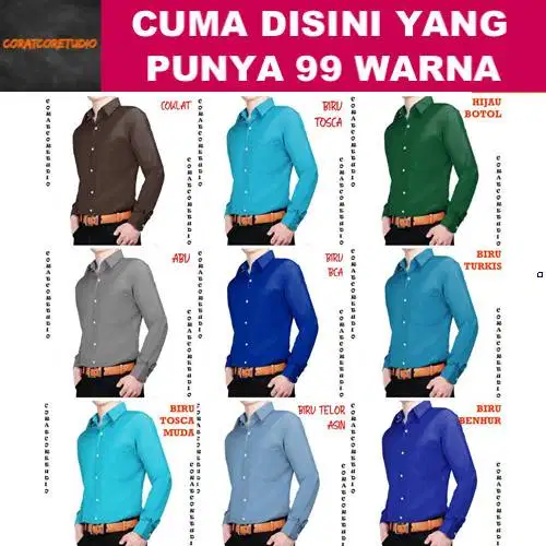 Hem Cowok Panjang Polos Formal BIRU TOSCA BCA BENHUR HIJAU BOTOL ABU