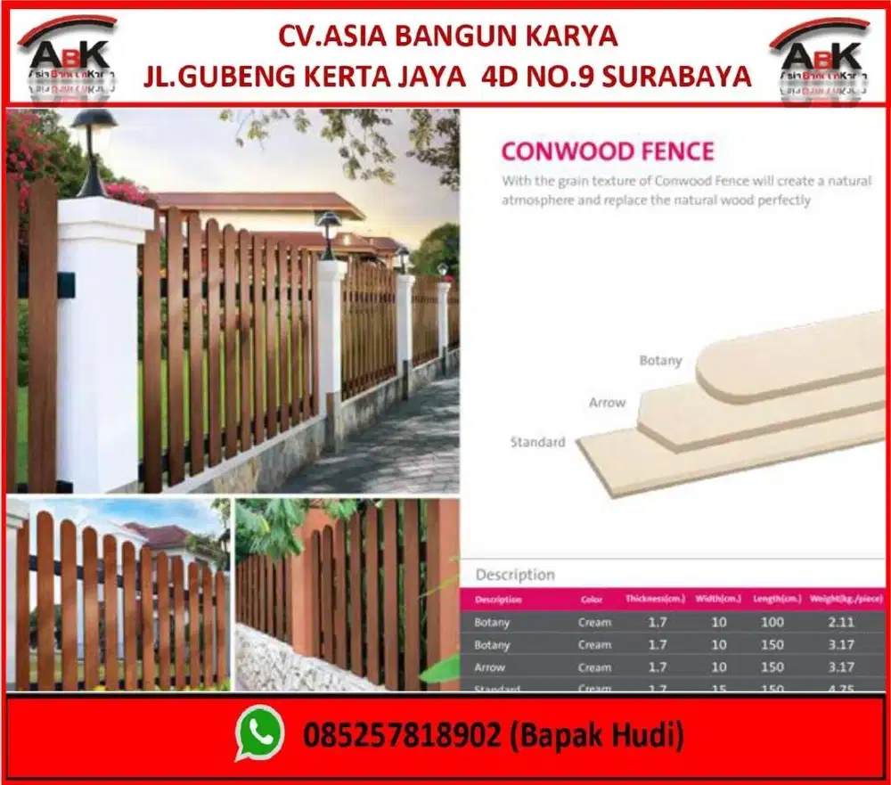 CONWOOD FENCE 4in + JASA PASANG HARGA BEDA