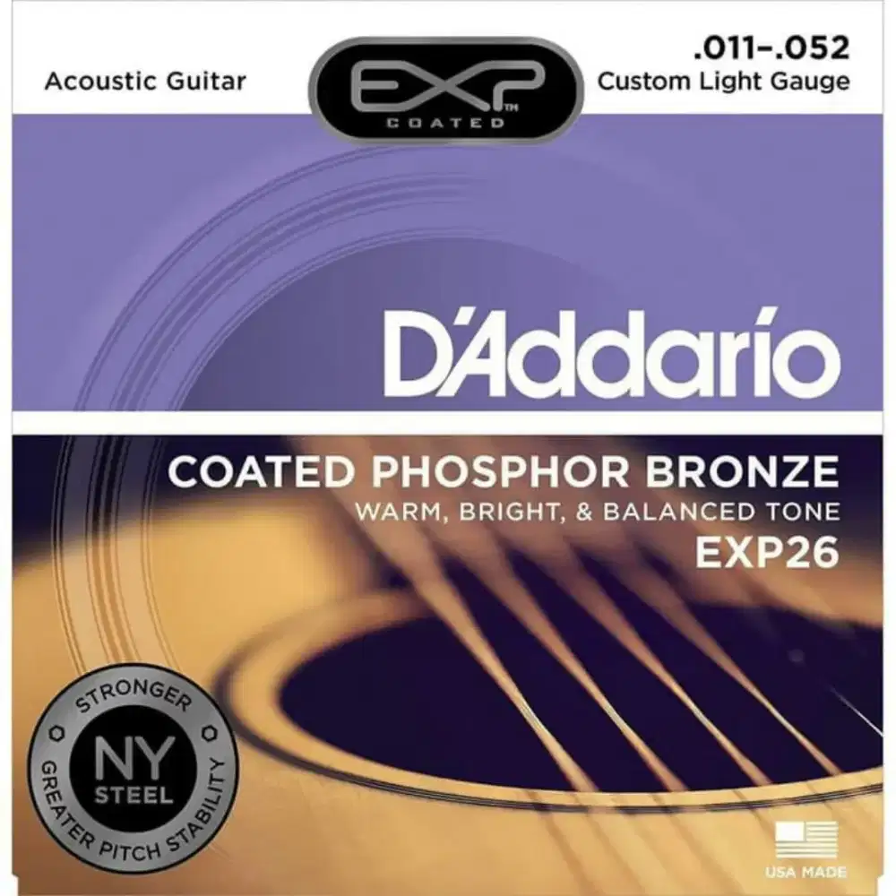 senar gitar akustik biasa akustik elektrik 011 D'Addario exp26