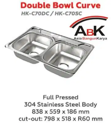 Kitchen Sink Double Bowl Curve HOCK / Wastafel Double