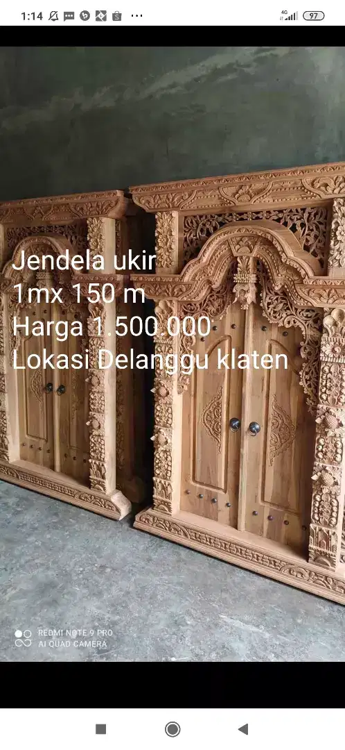 Jendela ukir jati