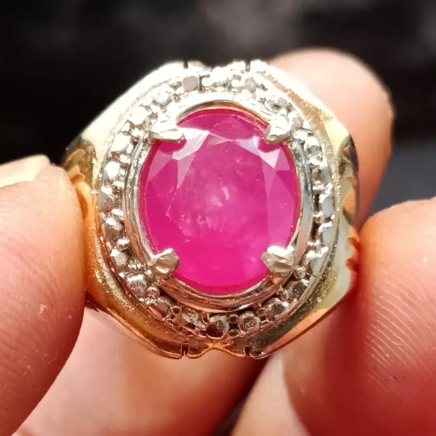 Natural Batu Cincin Ruby Mozambiq Top