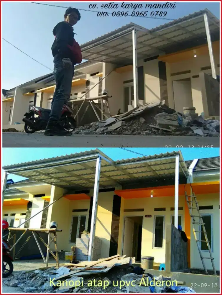 Pemasangan Kanopi Baja Ringan atap Spandek Pasir 3x5m