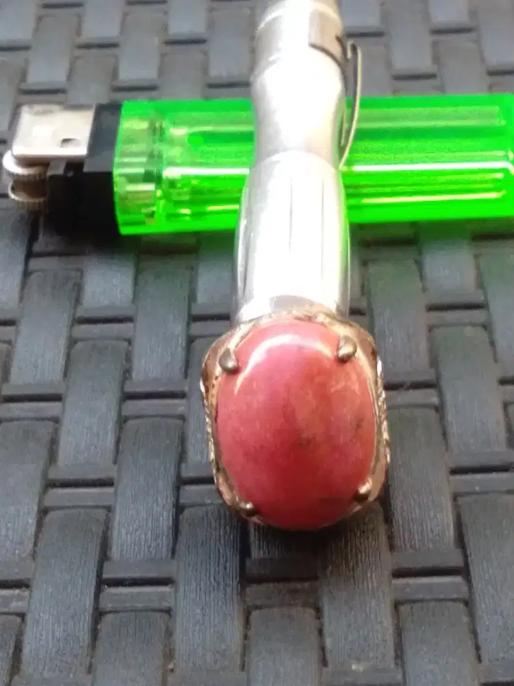 Red Borneo Jumbo Kristal Ring Perak.