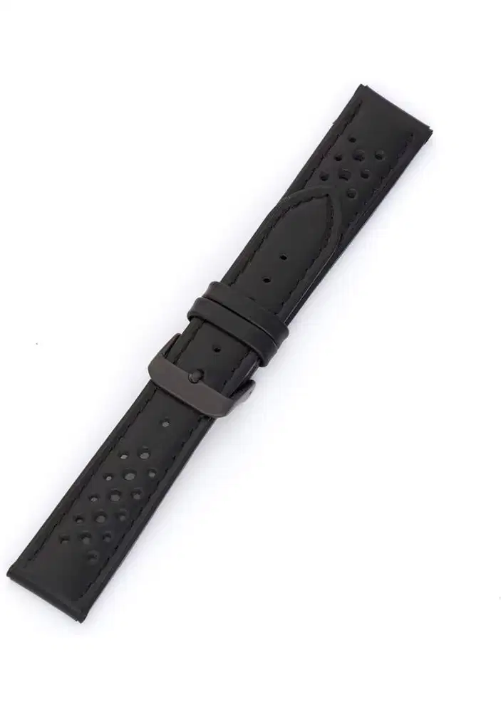Hadley Roma Men Genuine Calfskin Leather 20mm Watch Band MS-755 Black