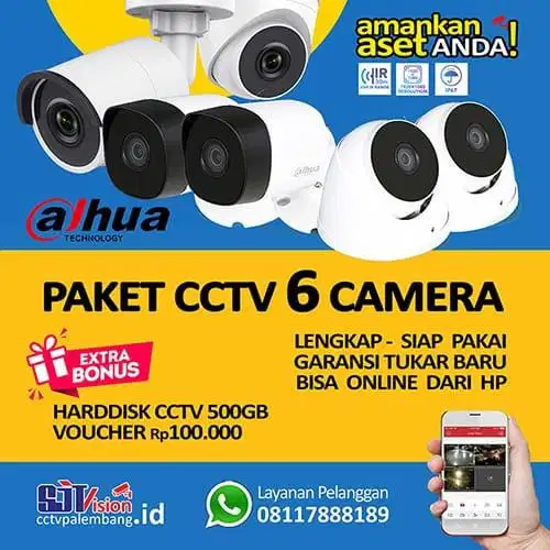 Paket CCTV 6 Camera Dahua 2mp Lengkap Plus Pasang