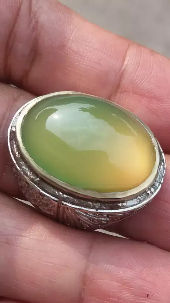 Jual Batu Cincin Natural Greenish Yellow Chalcedony Garut Istimewa