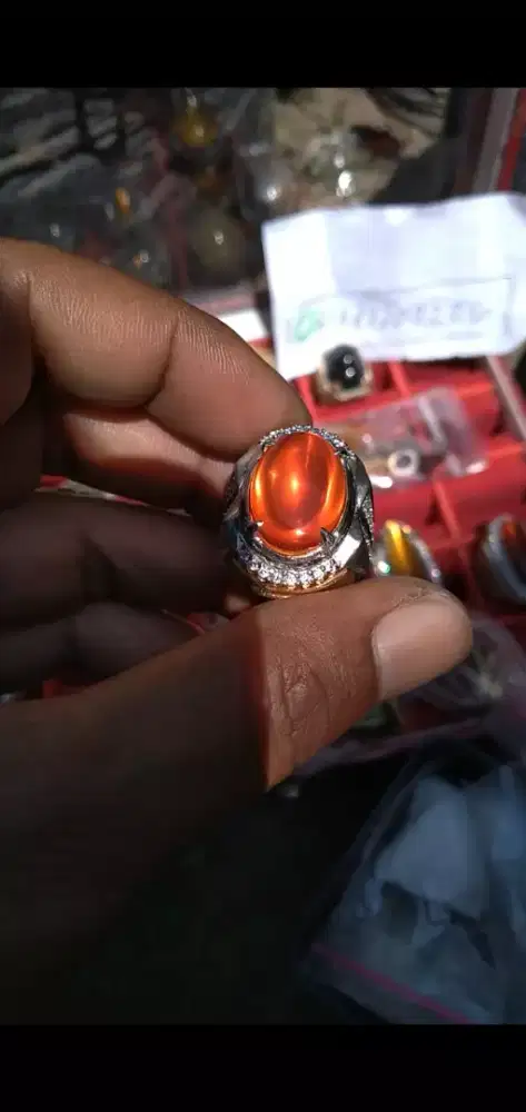 Cincin batu akik asli pacitan fire chalsedony the orange pacitan