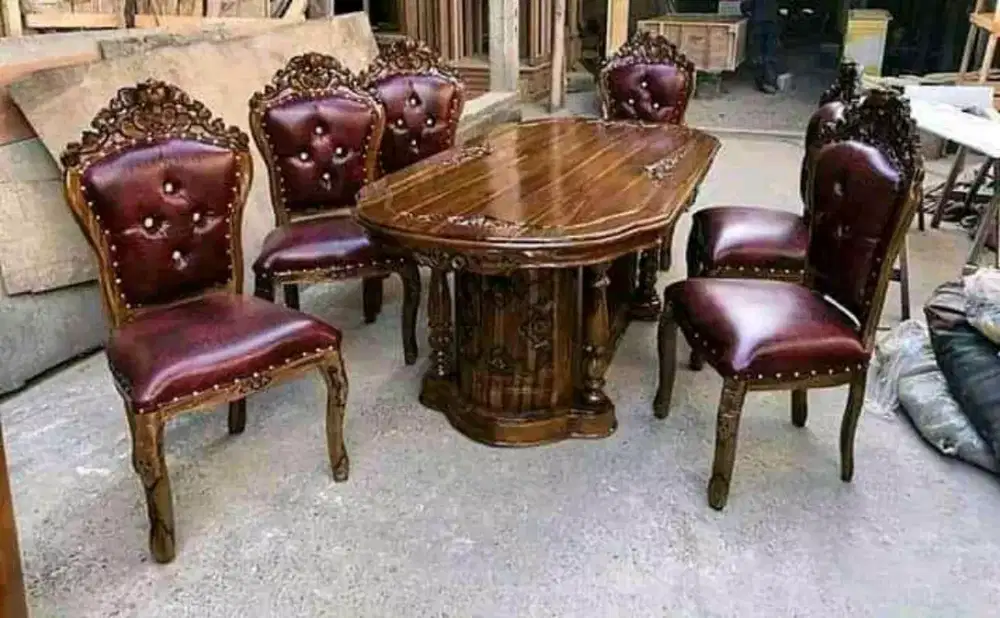 Kursi makan ganesha motif jepara materil kayu jati pilihan