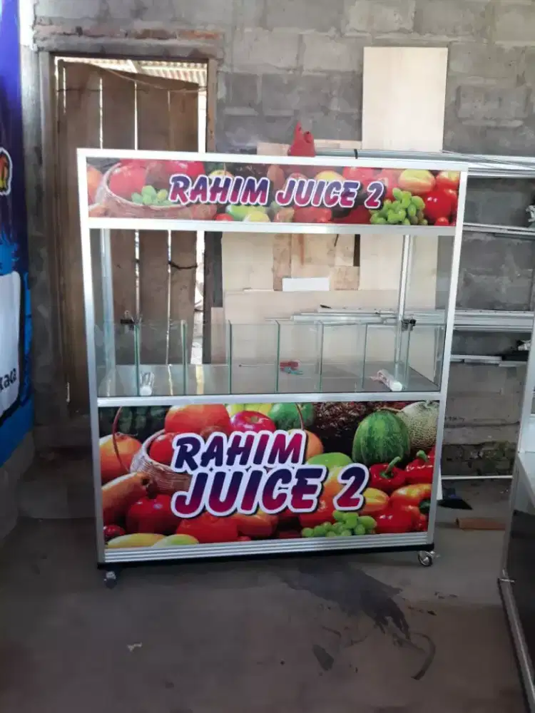 Etalase jus buah es jus free ongkir, roda, desain banner